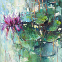 Buy a painting of purple flowers called Lily Elegance.