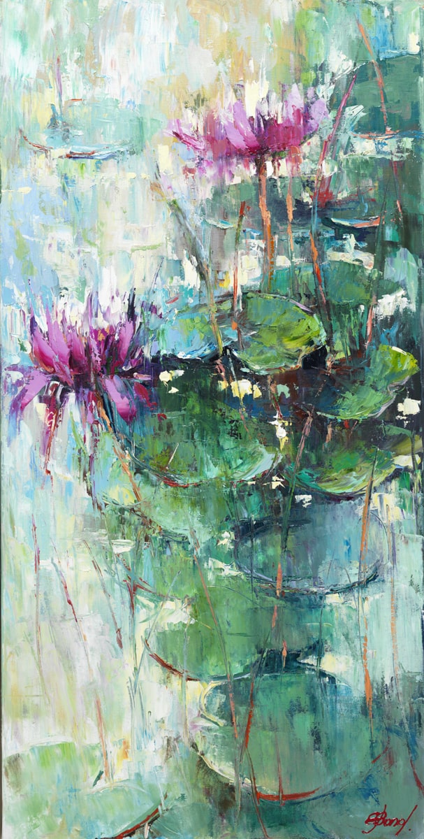 Buy a painting of purple flowers called Lily Elegance.