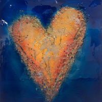 Buy a painting of a orange heart called Love Again.