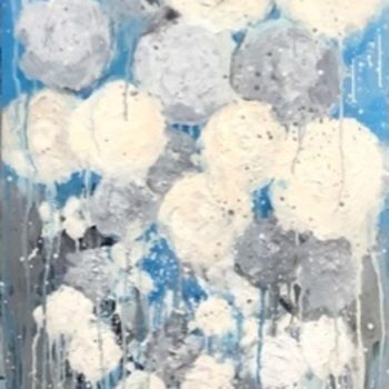 Buy a painting of gray and white circles called Blue Flora