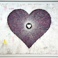 Love Revolution | Heart Shaped Fiber Resin Mixed Media on Panel Art Piece | MAC Art Galleries