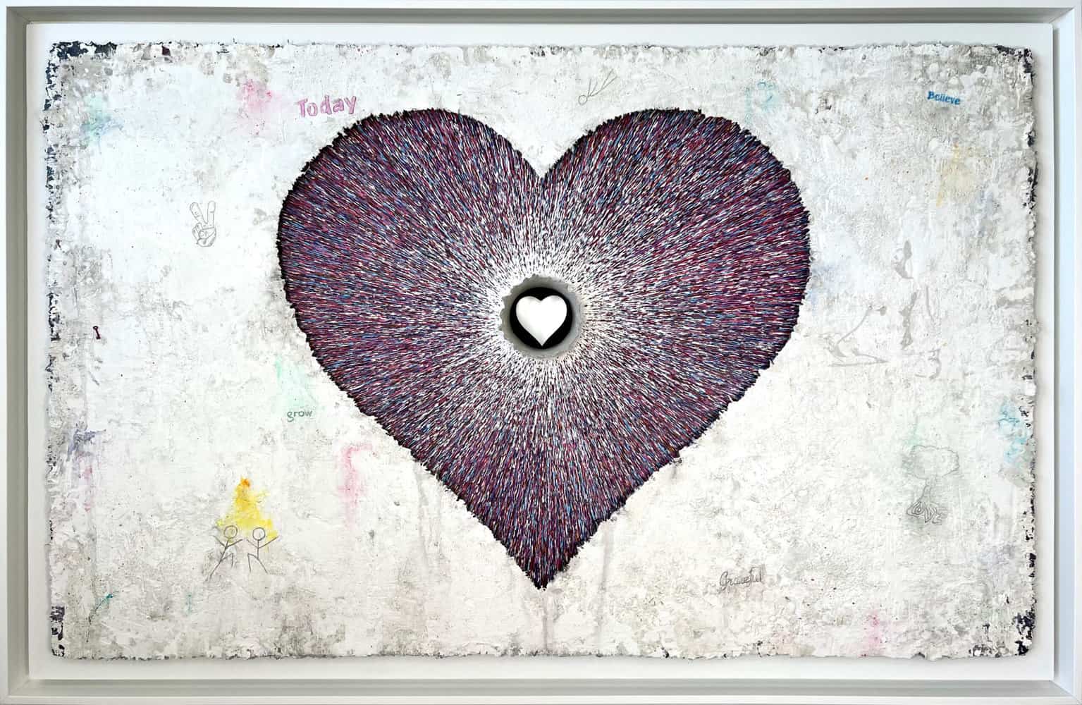 Love Revolution | Heart Shaped Fiber Resin Mixed Media on Panel Art Piece | MAC Art Galleries