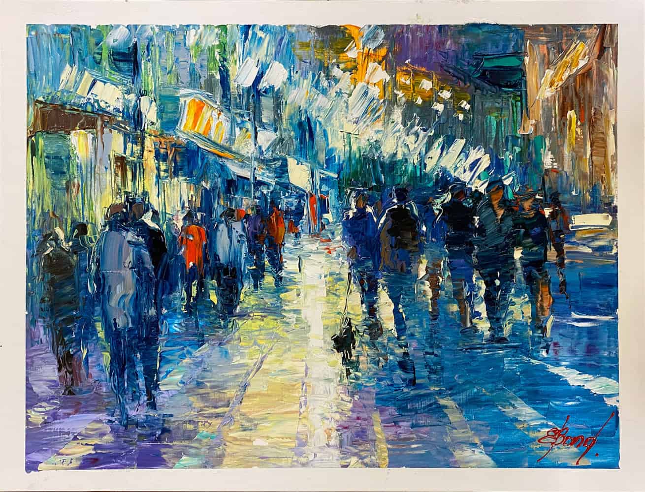 Buy a painting of People in the City called Blue Monday