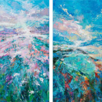 Buy a print of a flowers and mountains called Fresh Start I & II