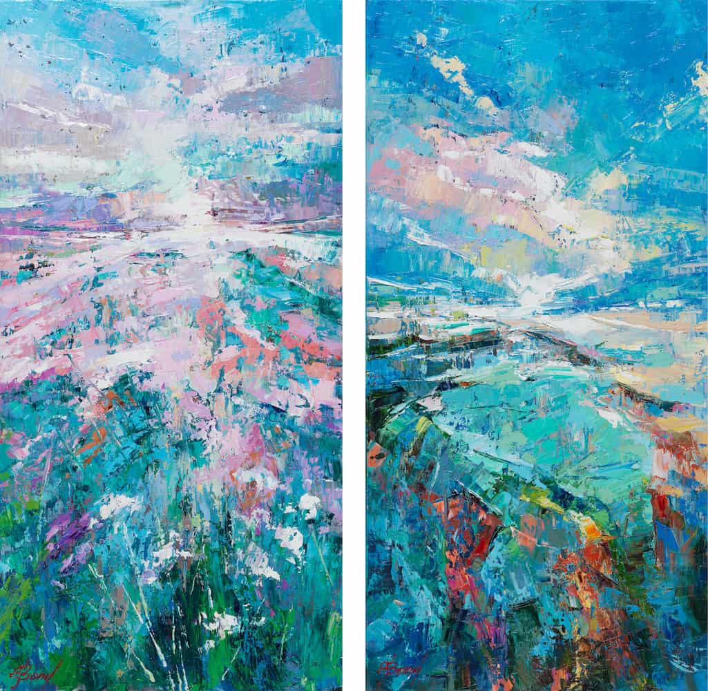 Buy a print of a flowers and mountains called Fresh Start I & II