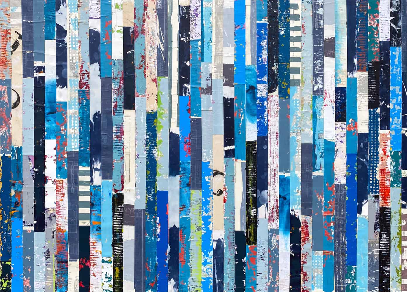 Buy a print of a blue vertical lines called And the lark soars