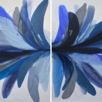 Buy a print of a blue flower called LAKESIDE 9, YOU CENTER ME 1 & 2