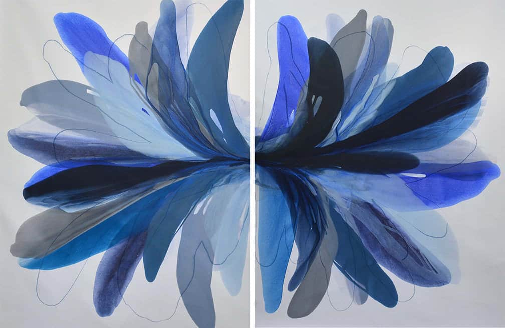 Buy a print of a blue flower called LAKESIDE 9, YOU CENTER ME 1 & 2