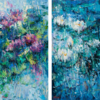 Buy a print of blue and white flowers called Passion Lilies I & II