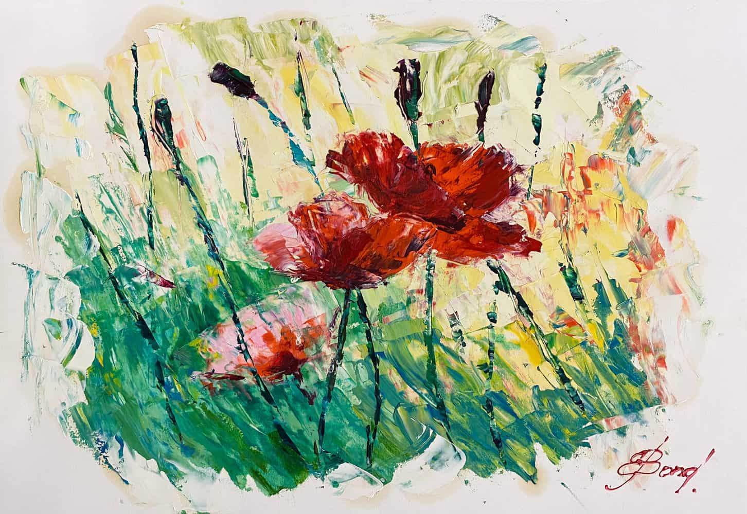 Buy a print of red flowers called Red Dancers