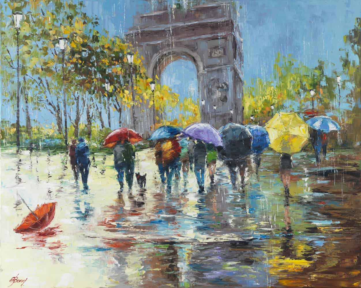 Buy a Print of a mixed colored umbrella called At The Triumphal Arch