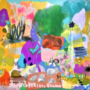 Buy a painting of a colorful forest called Rewilding