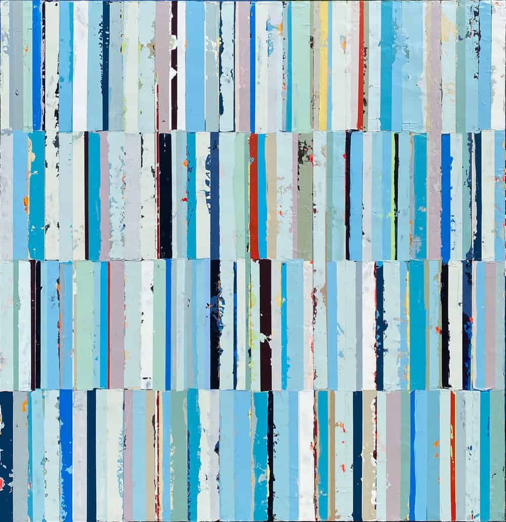 Buy Acrylic on Canvas of Light Blue Unorganized Columns | Activation | MAC Art Galleries