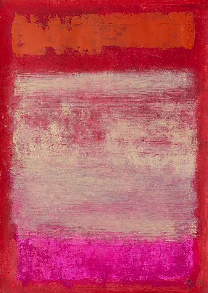 Buy Mixed Media on Paper of Red, Pink, and Peach Painting | Summer Creamsicle | MAC Art Galleries