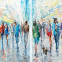 Buy Oil on Canvas Group of People Walking | Prism City | MAC Art Galleries