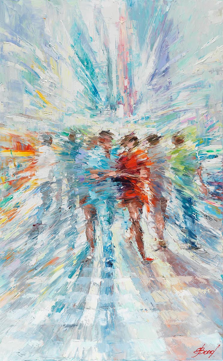 Buy Oil on Canvas of People Running in a Dream | Brand New Day | MAC Art Galleries