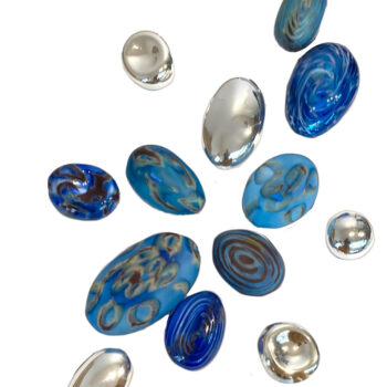 Buy Silver & Sand Etched Blown Glass of Dark Blue and Silver Pebbles | Cobalt Splash | MAC Art Galleries