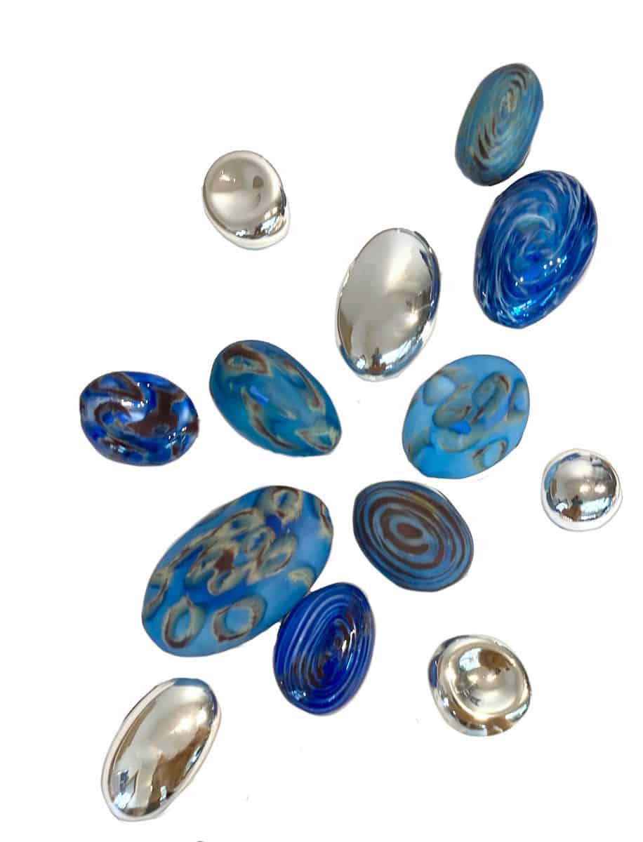 Buy Silver & Sand Etched Blown Glass of Dark Blue and Silver Pebbles | Cobalt Splash | MAC Art Galleries
