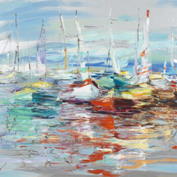 Buy Oil on Metal Panel Blurry Boats on the Water | Sea Reflections | MAC Art Galleries