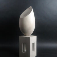 By Bleached Poplar, Concrete of White Oval Speaker on a White Box with Opening | Nymph | MAC Art Galleries