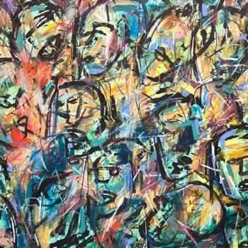 Buy Mixed Media on Canvas of a Sea of Colorful Faces | All of Us | MAC Art Galleries