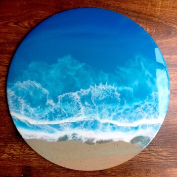 Buy Mixed Media Resin on Panel of Circle of Ocean Waves Coming to Shore | 00059 | MAC Art Galleries