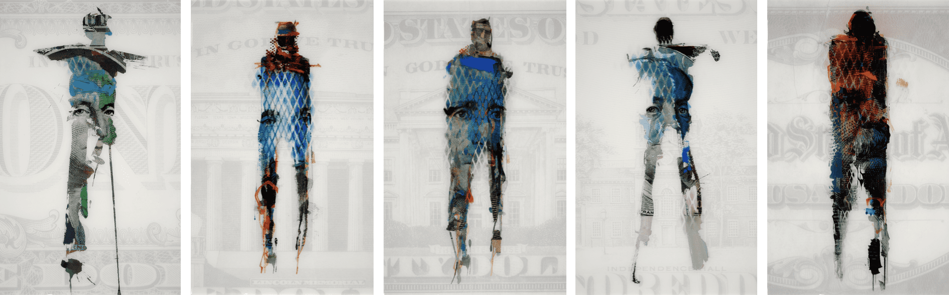 Buy Mixed Media on Panel of Tall Man in Blue | In Whom We Trust v5 | MAC Art Galleries