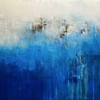 Buy Mixed Media on Canvas of a Deep Blue Ocean Floor and Clouds Overhead | Nautical Endurance | MAC Art Galleries